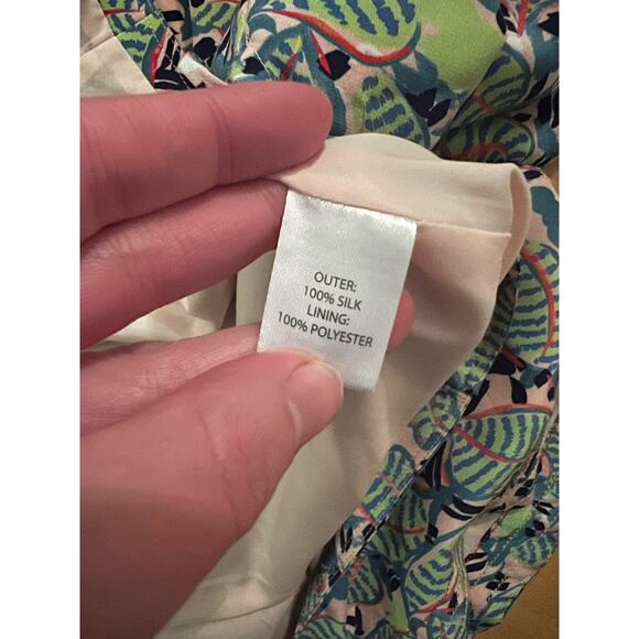 saloni Silk Midi Skirt With Slit In peach banana leaf 2 - Picture 3 of 3